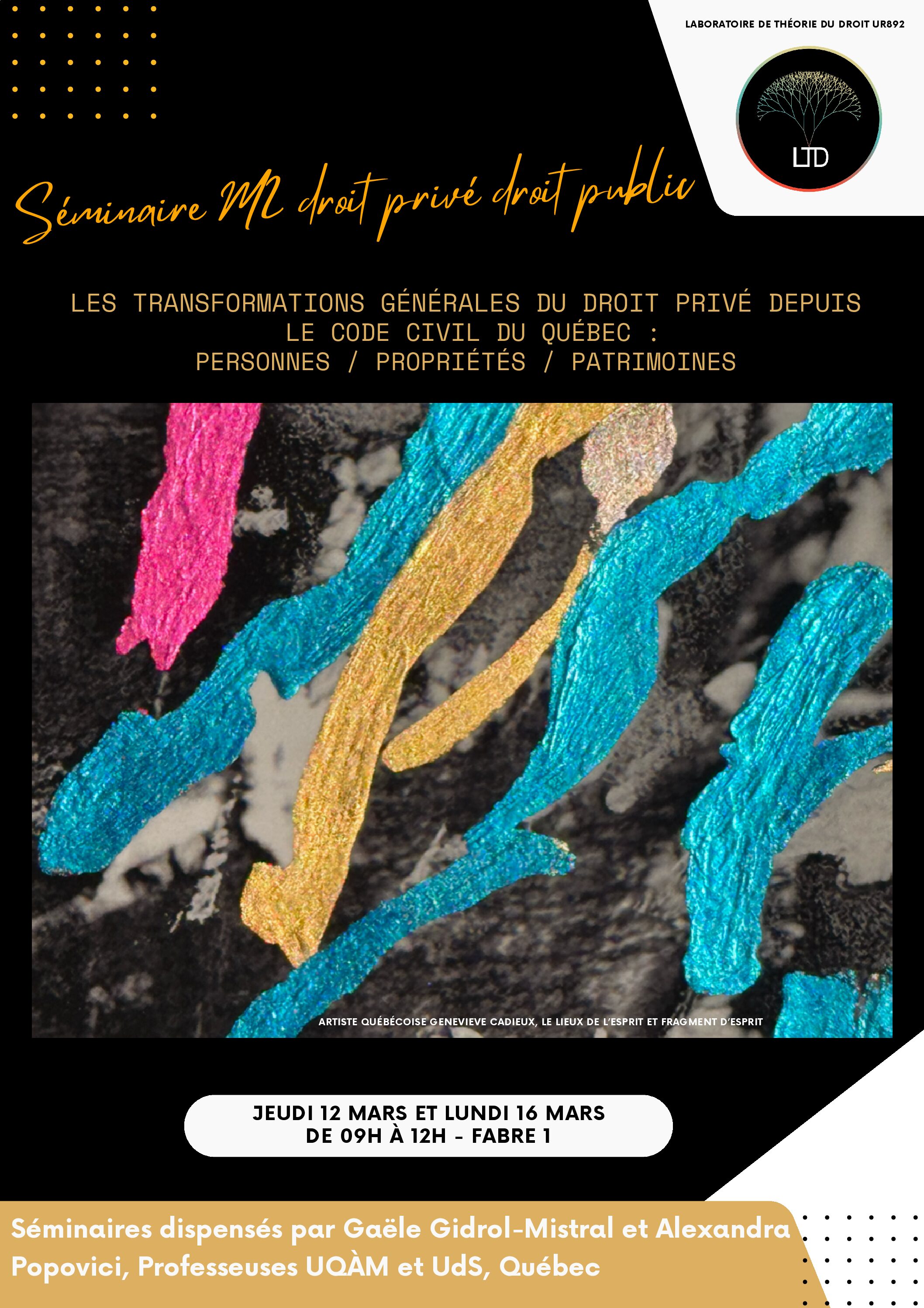 Séminaire M2 du Professeure Gidrol-Mistral et Popovici