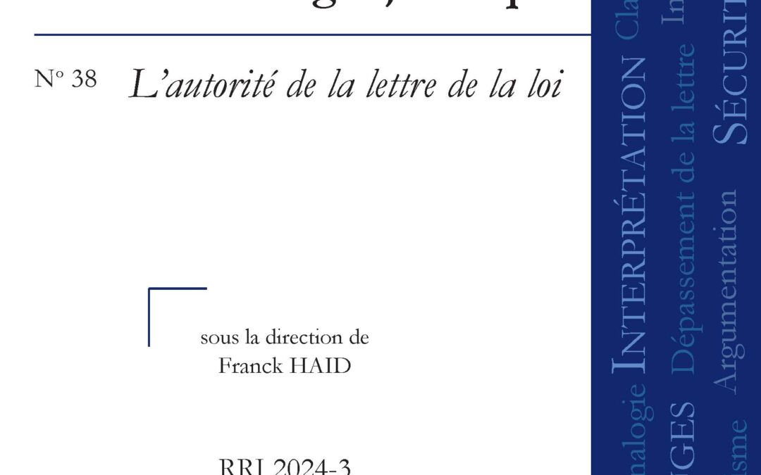 Cahiers de Méthodologie Juridique N° 38